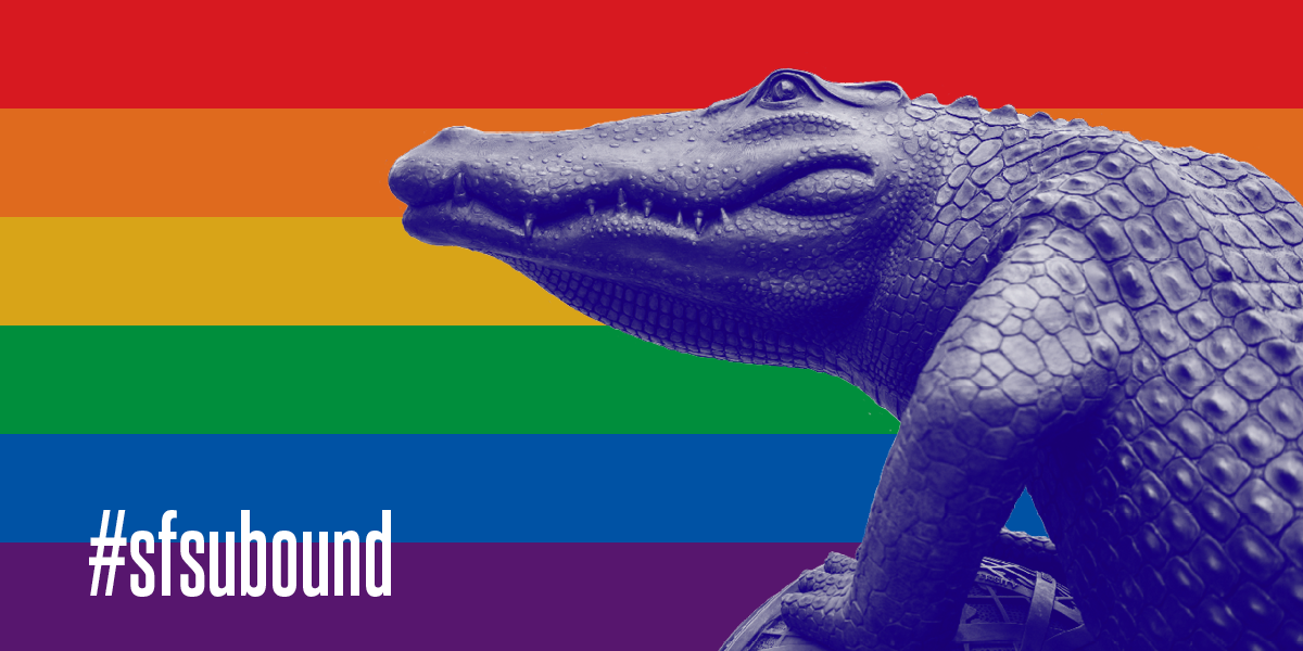 SFSU facebook banner with rainbow background 