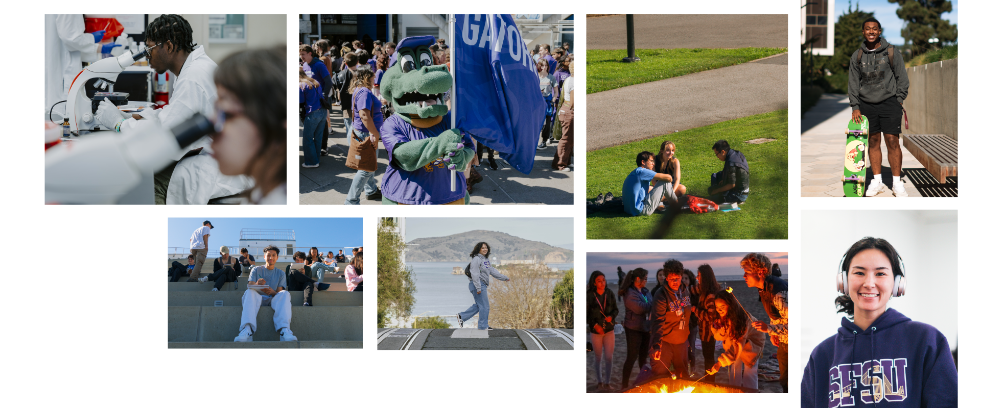 Collage of students on campus